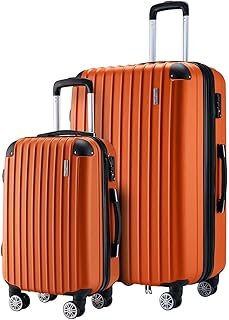 2Pcs Luggage Set Carry On Suitcases Travel Case ABS Hard Shell Lightweight Travelling Bags Hand Baggage Rolling Orange